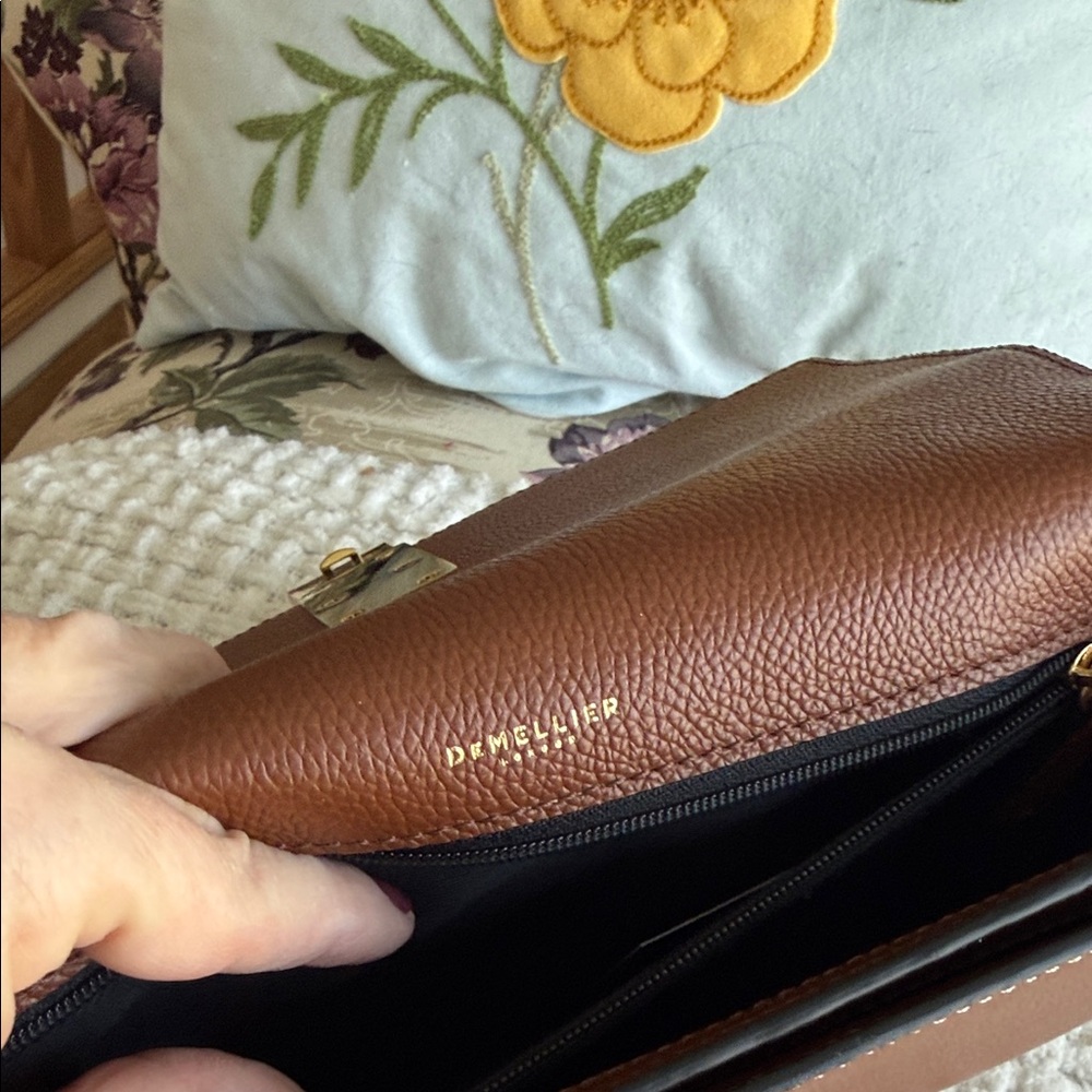 DeMellier Brown Leather Crossbody with Gold Hardware Accent - Picture 10 of 14